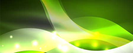 Shiny glowing neon wave, light lines abstract background. Magic energy and motion concept. Vector wallpaper templateのイラスト素材