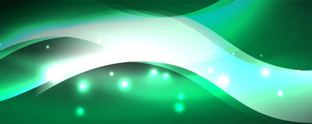 Shiny glowing neon wave, light lines abstract background. Magic energy and motion concept. Vector wallpaper templateのイラスト素材