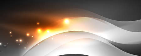 Shiny glowing neon wave, light lines abstract background. Magic energy and motion concept. Vector wallpaper templateのイラスト素材