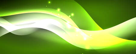 Shiny glowing neon wave, light lines abstract background. Magic energy and motion concept. Vector wallpaper templateのイラスト素材