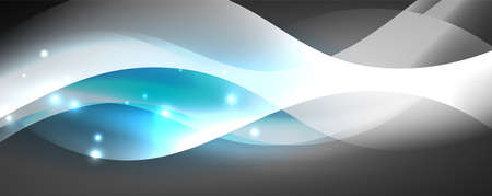 Shiny glowing neon wave, light lines abstract background. Magic energy and motion concept. Vector wallpaper templateのイラスト素材