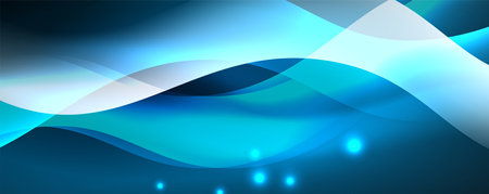 Shiny glowing neon wave, light lines abstract background. Magic energy and motion concept. Vector wallpaper templateのイラスト素材