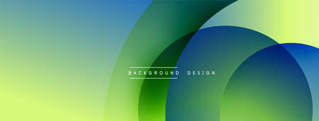 Abstract overlapping lines and circles geometric background with gradient colorsのイラスト素材