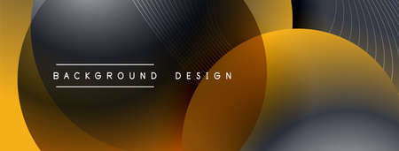 Gradient circles with shadows. Vector techno abstract background. Modern overlapping forms wallpaper background, design templateのイラスト素材