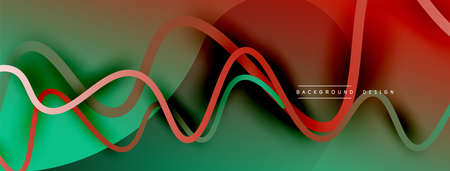 Abstract gradient background with wave line with shadow effect. Geometric composition. 3D shadow...
