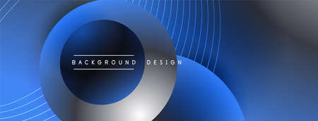 Gradient circles with shadows. Vector techno abstract background. Modern overlapping forms wallpaper background, design templateのイラスト素材