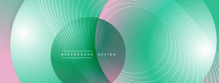 Gradient circles with shadows. Vector techno abstract background. Modern overlapping forms wallpaper background, design templateのイラスト素材