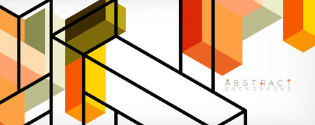Abstract background. 3d cubes, cubic elements and blocks. Techno or business concept for wallpaper, banner, background, landing pageのイラスト素材