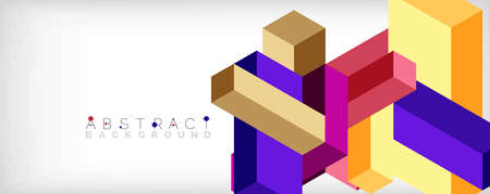 Abstract background. 3d cubes, cubic elements and blocks. Techno or business concept for wallpaper, banner, background, landing pageのイラスト素材