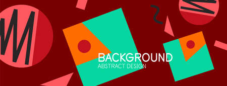 Abstract background. Blocks, lines, triangles, circles composition. Techno or business concept for wallpaper, banner, background, landing pageのイラスト素材