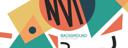 Abstract background. Blocks, lines, triangles, circles composition. Techno or business concept for wallpaper, banner, background, landing pageのイラスト素材