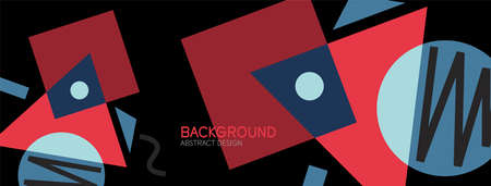 Abstract background. Blocks, lines, triangles, circles composition. Techno or business concept for wallpaper, banner, background, landing pageのイラスト素材