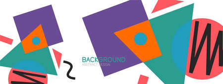 Abstract background. Blocks, lines, triangles, circles composition. Techno or business concept for wallpaper, banner, background, landing pageのイラスト素材