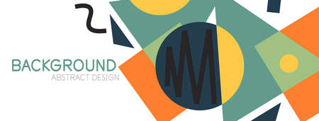 Abstract background. Blocks, lines, triangles, circles composition. Techno or business concept for wallpaper, banner, background, landing pageのイラスト素材