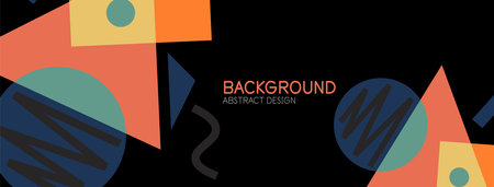 Abstract background. Blocks, lines, triangles, circles composition. Techno or business concept for wallpaper, banner, background, landing pageのイラスト素材
