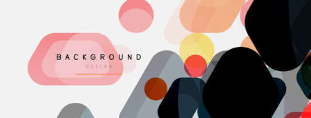 Color bubbles and rounded geometric shapes on white. Vector geometric minimal abstract background...