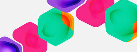Color arrow shapes on white backdrop. Minimal geometric abstract background. Vector illustration for...
