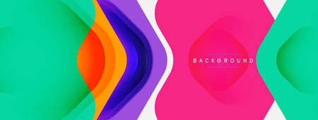 Color arrow shapes on white backdrop. Minimal geometric abstract background. Vector illustration for wallpaper banner background or landing pageのイラスト素材