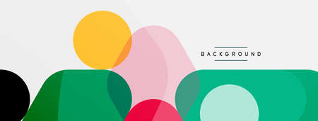 Color bubbles and rounded geometric shapes on white. Vector geometric minimal abstract background...