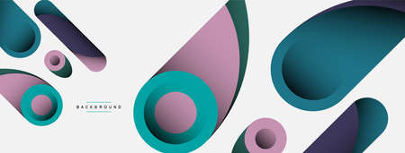 Abstract background. Minimal geometric circles and round style shapes with deep shadow effects. Trendy technology business template for wallpaper banner or backgroundのイラスト素材