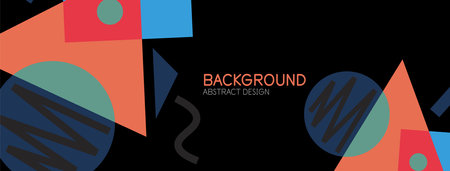 Abstract background. Blocks, lines, triangles, circles composition. Techno or business concept for wallpaper, banner, background, landing pageのイラスト素材