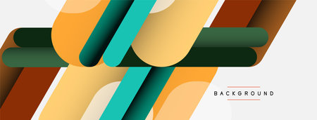 Overlapping round shapes and lines background. Vector illustration for wallpaper banner background or landing pageのイラスト素材