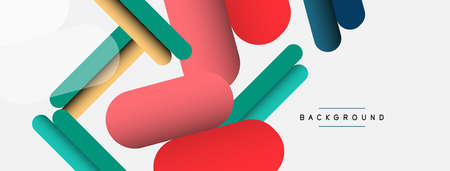 Overlapping round shapes and lines background. Vector illustration for wallpaper banner background or landing pageのイラスト素材