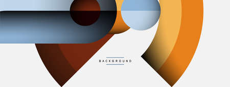 Geometric abstract background. Round shapes, circles, lines composition for wallpaper banner background or landing pageのイラスト素材