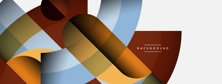 Geometric abstract background. Round shapes, circles, lines composition for wallpaper banner background or landing pageのイラスト素材