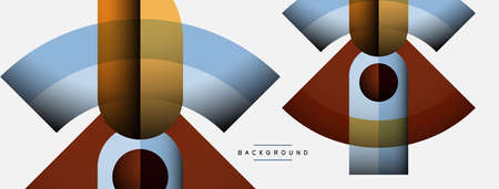 Geometric abstract background. Round shapes, circles, lines composition for wallpaper banner background or landing pageのイラスト素材