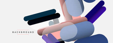 Overlapping round shapes and lines background. Vector illustration for wallpaper banner background or landing pageのイラスト素材