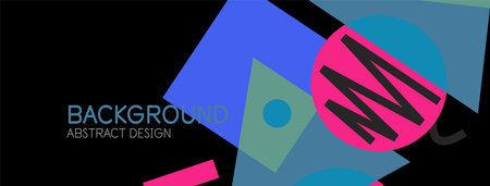 Abstract background. Blocks, lines, triangles, circles composition. Techno or business concept for wallpaper, banner, background, landing pageのイラスト素材