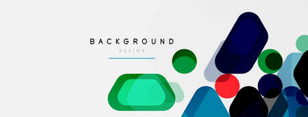 Color bubbles and rounded geometric shapes on white. Vector geometric minimal abstract background for wallpaper, banner, background, landing pageのイラスト素材