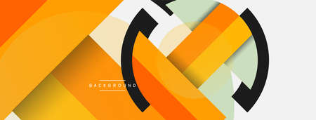 Geometric shapes composition abstract background. Circles lines and rectangles. Vector illustration for wallpaper banner background or landing pageのイラスト素材