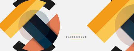 Geometric shapes composition abstract background. Circles lines and rectangles. Vector illustration for wallpaper banner background or landing pageのイラスト素材