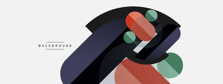 Geometric shapes composition abstract background. Circles lines and rectangles. Vector illustration for wallpaper banner background or landing pageのイラスト素材