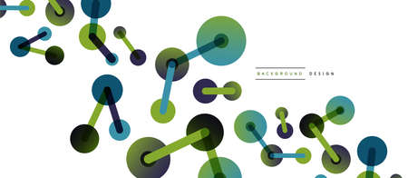 Line points connections geometric abstract background. Circles connected by lines. Trendy techno...