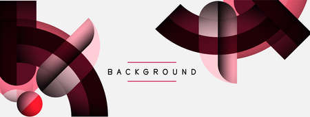 Geometric abstract background. Round shapes, circles, lines composition for wallpaper banner...