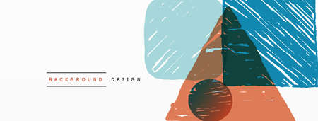 Abstract background. Hand drawn geometric shape - square, circle and triangle. Craft business...