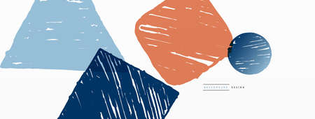 Abstract background. Hand drawn geometric shape - square, circle and triangle. Craft business concept template for wallpaper, banner, background or landingのイラスト素材