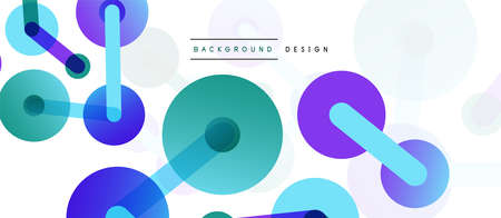 Line points connections geometric abstract background. Circles connected by lines. Trendy techno business template for wallpaper, banner, background or landingのイラスト素材