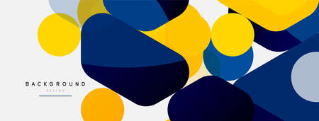 Abstract round geometric shapes and circles background. Trendy techno business template for wallpaper, banner, background or landingのイラスト素材