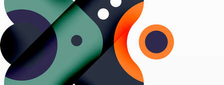 Creative geometric wallpaper. Minimal bubble arrow and circle abstract background. Techno business...