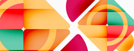 Creative geometric wallpaper. Minimal abstract background. Triangles and circles composition vector illustration for wallpaper banner background or landing pageのイラスト素材
