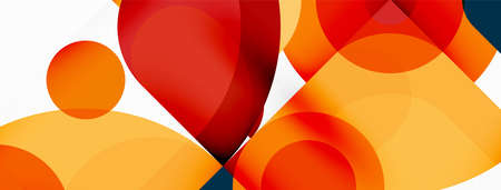 Colorful round shapes, circles and triangles background. Minimal geometric template for wallpaper,...