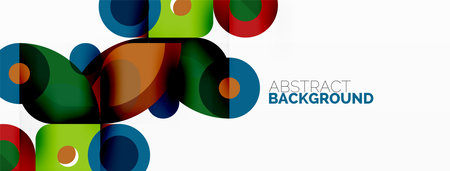 Colorful round shapes, circles and triangles background. Minimal geometric template for wallpaper, banner, presentationのイラスト素材