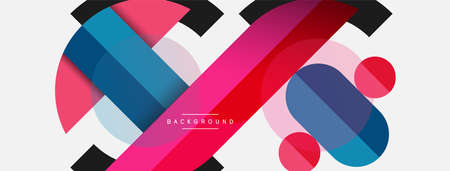 Geometric shapes composition abstract background. Circles lines and rectangles. Vector illustration...