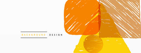 Abstract background. Hand drawn geometric shape - square, circle and triangle. Craft business concept template for wallpaper, banner, background or landingのイラスト素材
