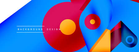 Creative bright geometric wallpaper. Minimal abstract background. Circles lines shapes composition vector illustration for wallpaper banner background or landing pageのイラスト素材