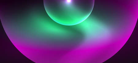 Abstract background with neon glowing light effects. Round shapes, triangles and circles. Wallpaper for concept of AI technology, blockchain, communication, 5G, science, business and technologyのイラスト素材